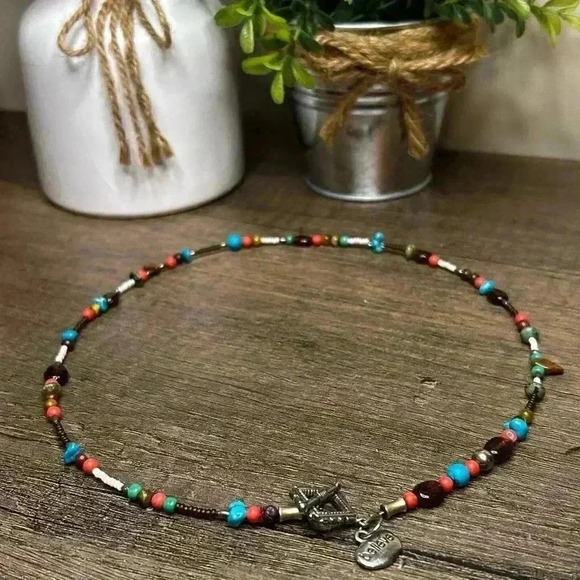Colorful Beaded Necklace with Unique Silver Tone Toggle with Believe Charm - Picture 1 of 2
